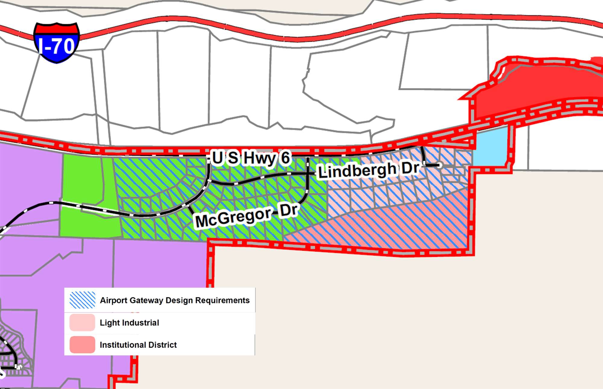 Map of Airport Gateway Design Review Board Area