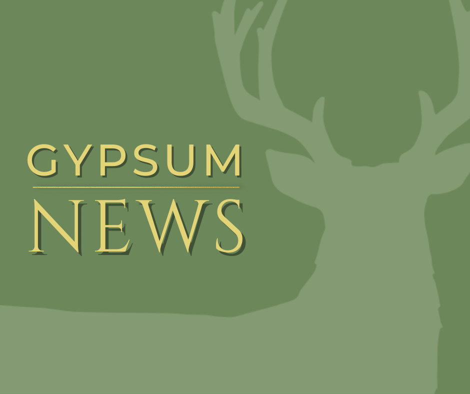 Deer from the town logo with text that reads Gypsum news. This is used for link to gypsum news 