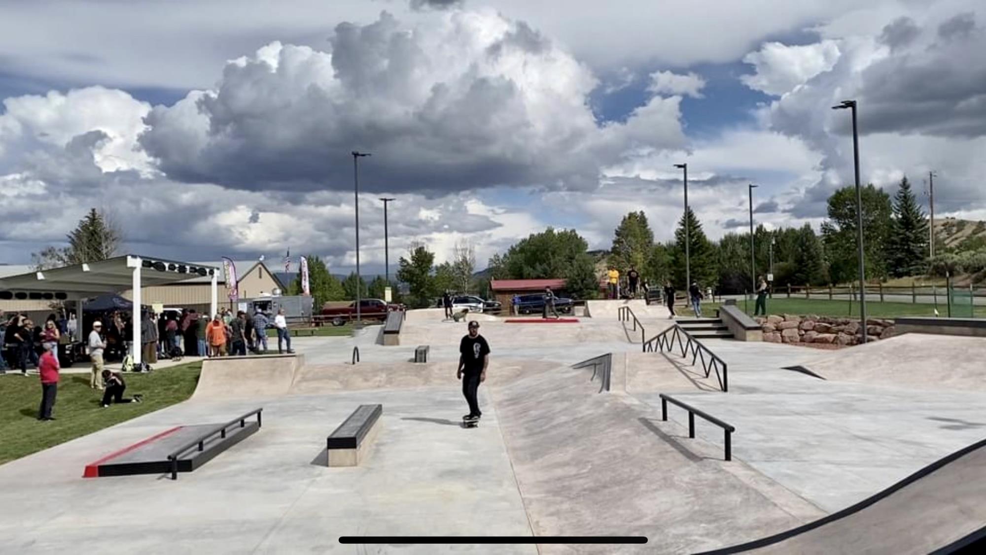 Gypsum Skatepark with people skating on it