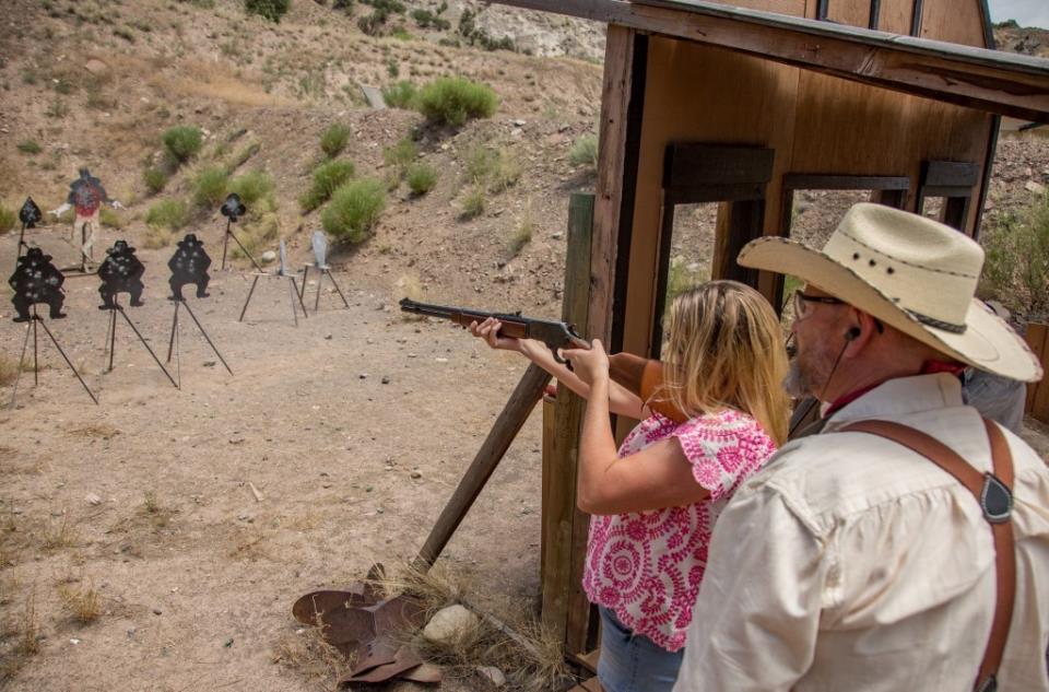 people target practicing at the shooting park